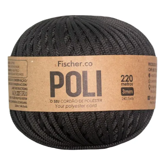 Fio Náutico 3mm Fischer Poli 100% Poliester Leve Não Desbota Cor Preto