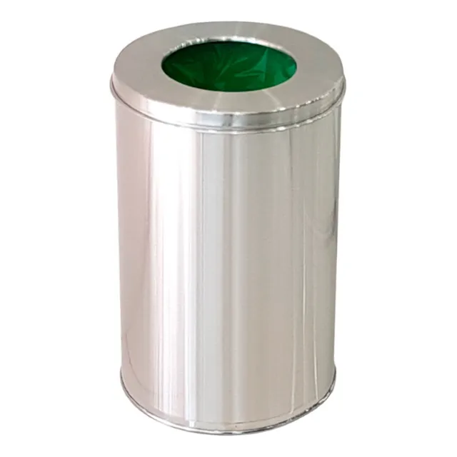 Tachos De Acero Inoxidable Circulares 40x23 Cm / Para Malls Plateado