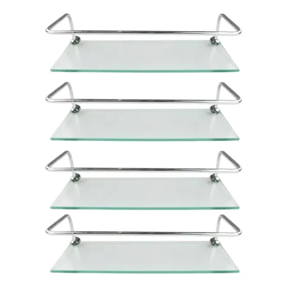 Porta Shampoo 30cm Suporte Banheiro Prateleira Vidro 4uni
