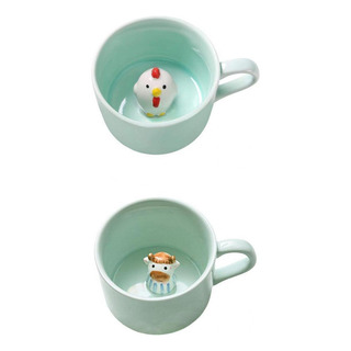 Cc 2 Tazas De Cerámica Con Diseño De Animales Bonitos En El Cc 2 Tazas De Cerámica Con Diseño De Animales Bonitos En El