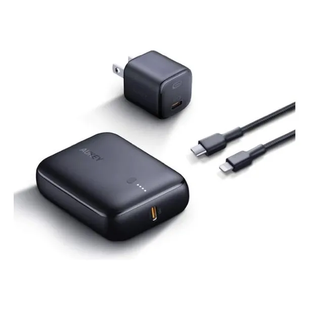 Aukey Tk-2- Paquete Cargador, Cable, Batería/ Negro