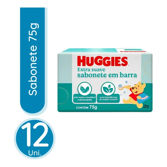 Sabonete Em Barra Infantil Huggies Extra Suave 75g - 12 Uni.