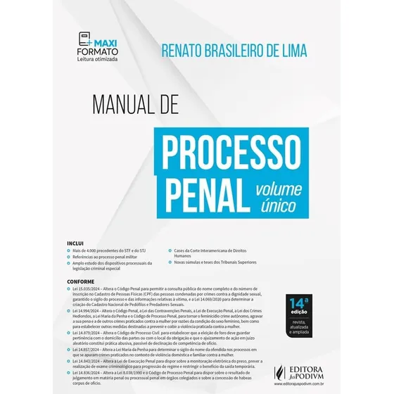 Manual De Processo Penal - Volume Único 14ed.2025