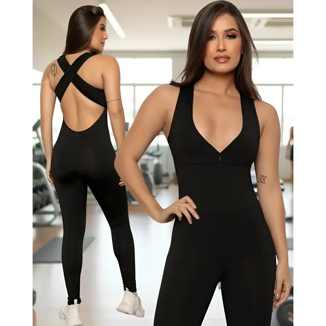 Macaquinho Feminino Fitness C Bojo Suplex Roupa Academia C*