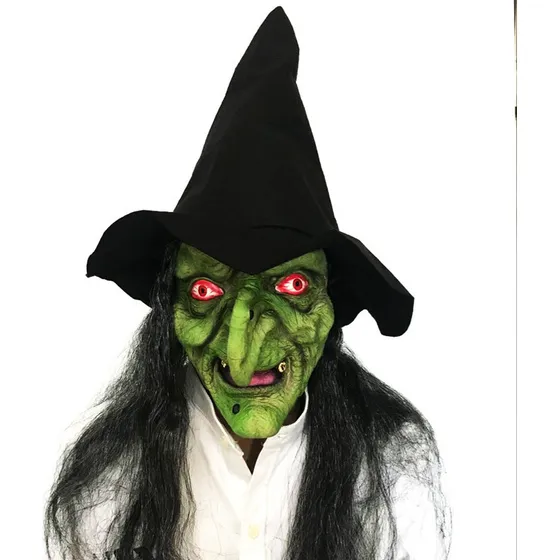 Para Máscara De Bruxa Com Capuz De Látex De Halloween /