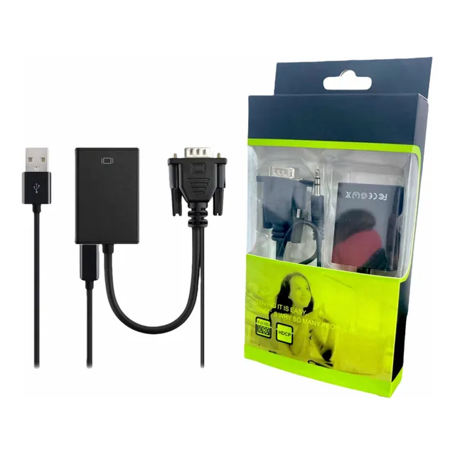 Adaptador Convertidor Vga A Hdmi C/cable Audio, Video Fullhd