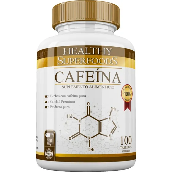 Cafeina Anhidra Premium 100 Servicios 100 Tabs 200mg Sabor Natural