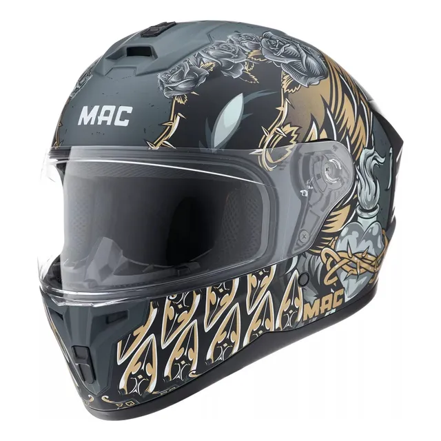 Casco Integral Moto Mac 070 Volt Lovepredator Dorado Rpm