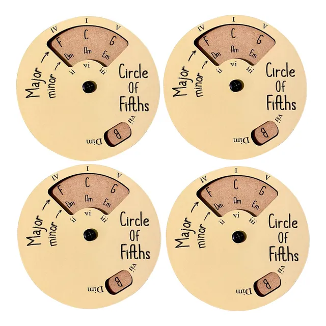 4 Pcs Rueda Círculo Quintas,rueda Acordes Madera