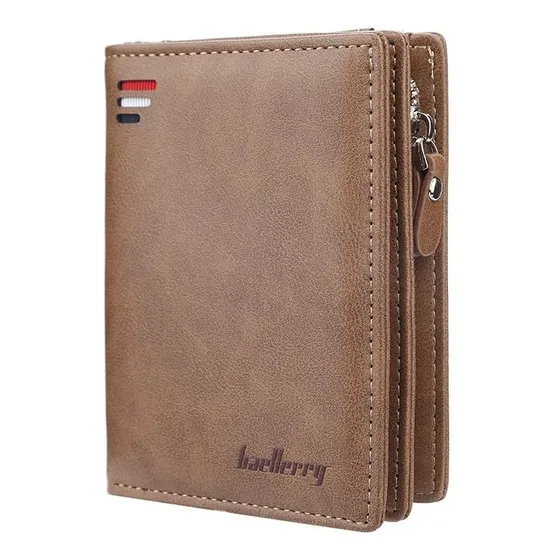 Cartera vertical grande Baellerry para hombre, portadocumentos marrón claro