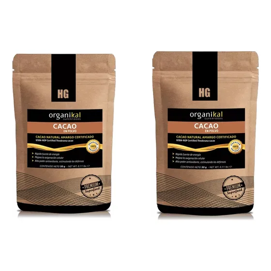 Cacao Natural Organikal Energia  50gr Pack X2