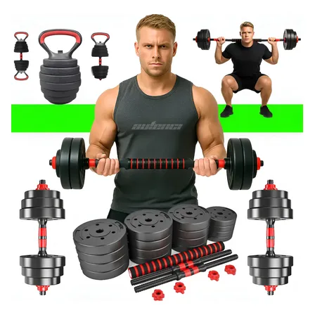 Kit Halteres E Anilhas Ajustável 10kg Kettlebell Academia Preto