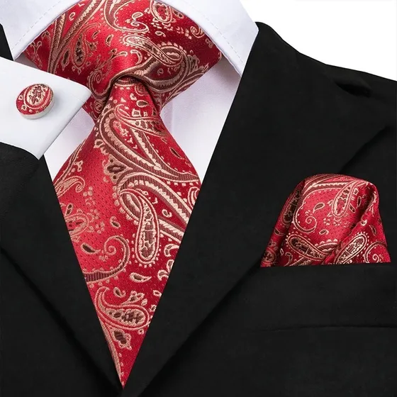 Set Corbata, Pañuelo Y Colleras Seda Lujo Hi-tie Mod. Flores