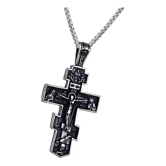 Viskmdi Collar De Cruz Ortodoxa Cadena De Jesús Colgante De