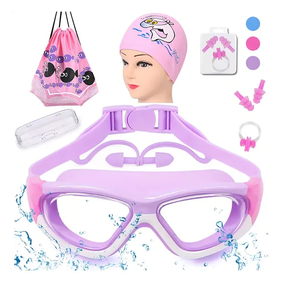 Gafas Goggles Natación Para Niños Antivaho Protección 6 En 1 Color Violeta