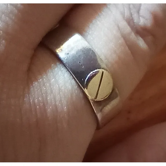 Anillo Aro Tipo Cartier Plata 925 Con Aplique Oro