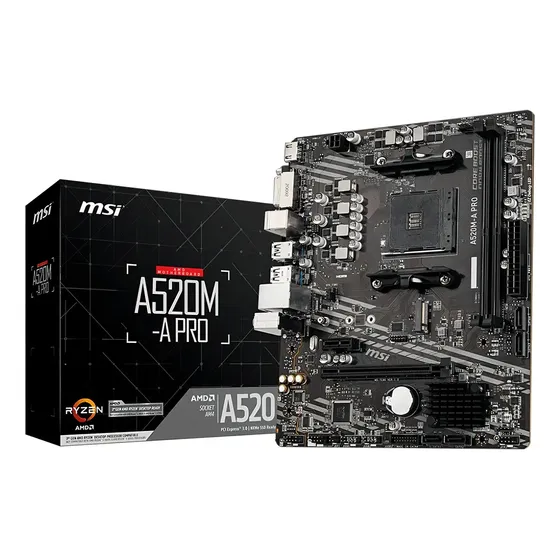 Placa-mãe Msi A520m-a Pro Am4 Matx Ddr4 Hdmi Dvi M.2 Preto
