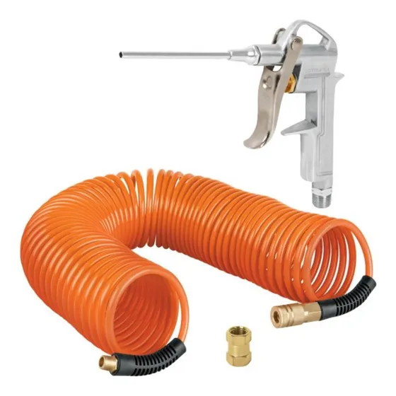 Kit Manguera De Aire Tipo Resorte 15m Pistola Para Sopletear