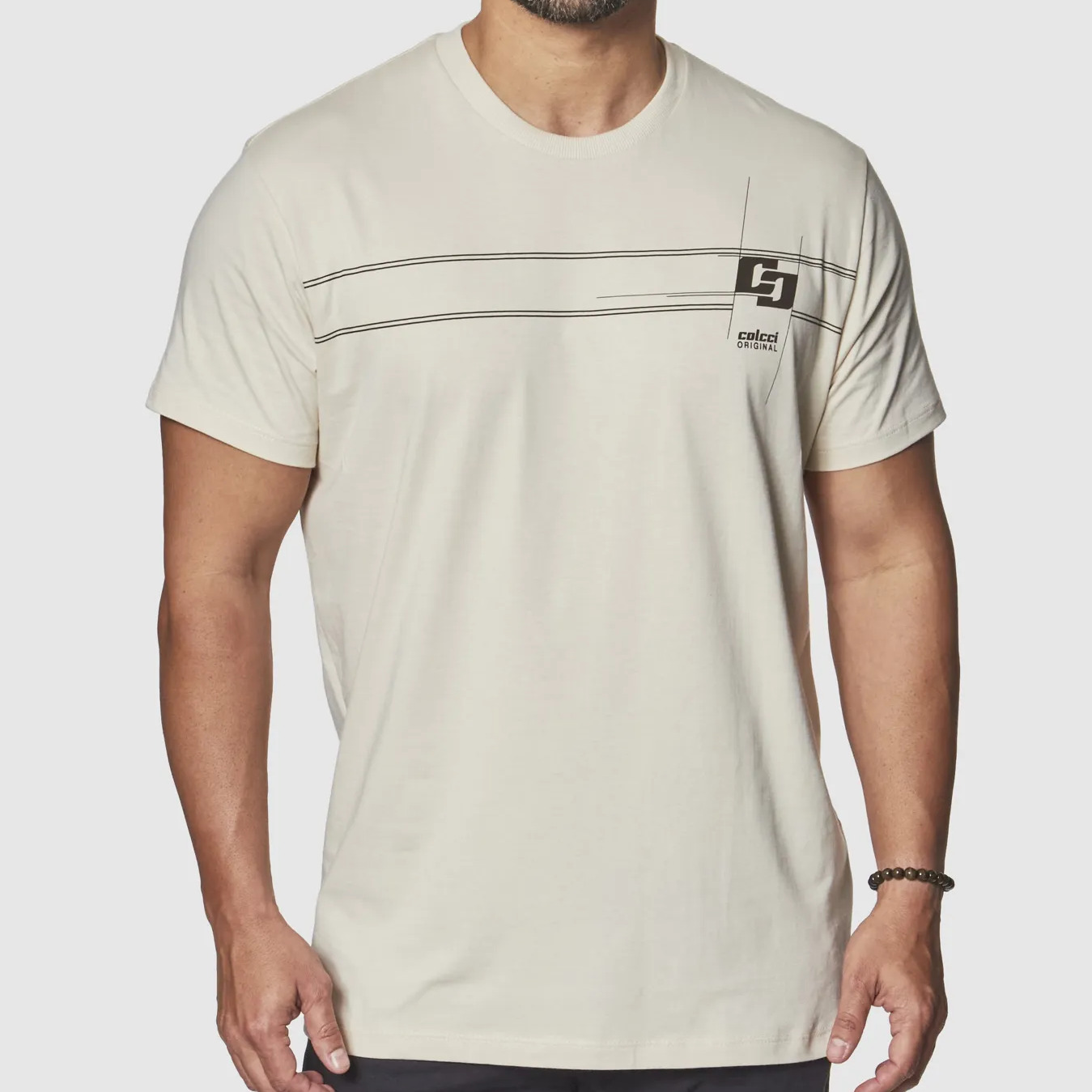 Camiseta Colcci Masculino Bege Taupe Logo M