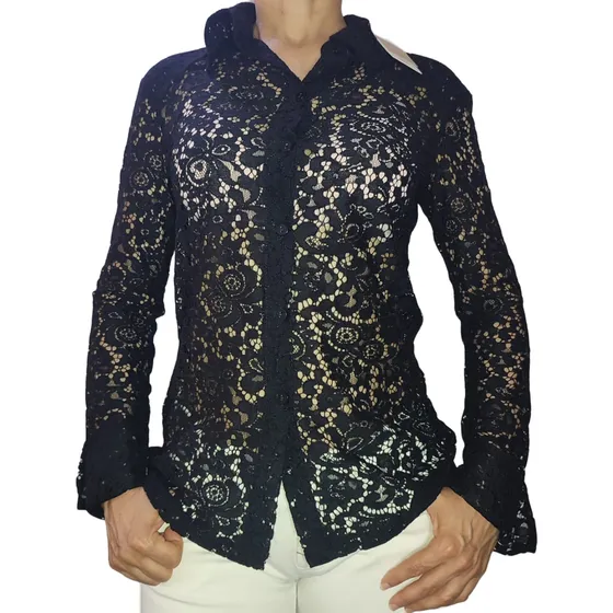 Camisa Marca Mango Mng Mujer Larga Estilo Bordado Adultos
