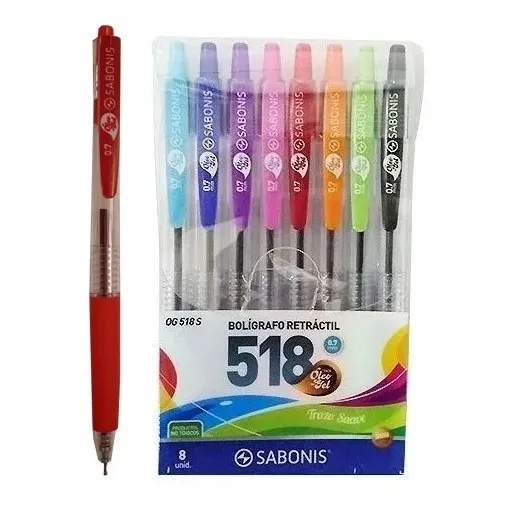 Boligrafo Retractil Tinta Oleo Gel X8 Un. Sabonis