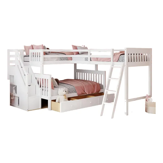 Litera Triple Individual /matrimonial C/cajones; Merax