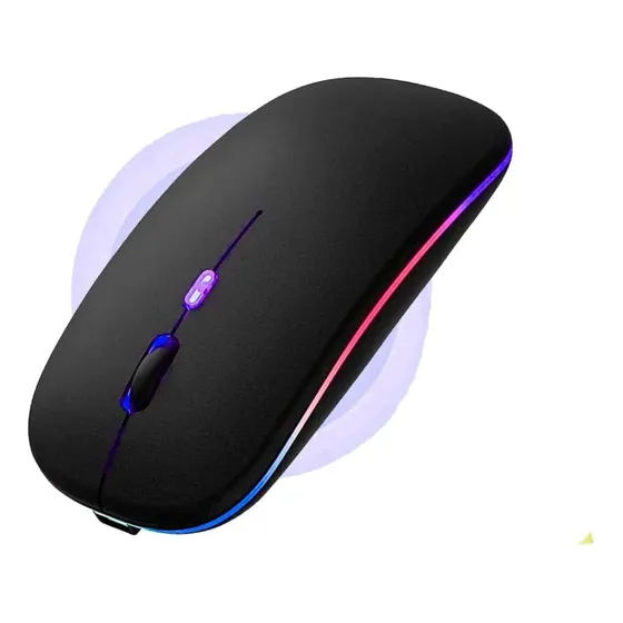 05 Mouse Sem Fio Recarregável Wireless Led 2.4ghz Preto