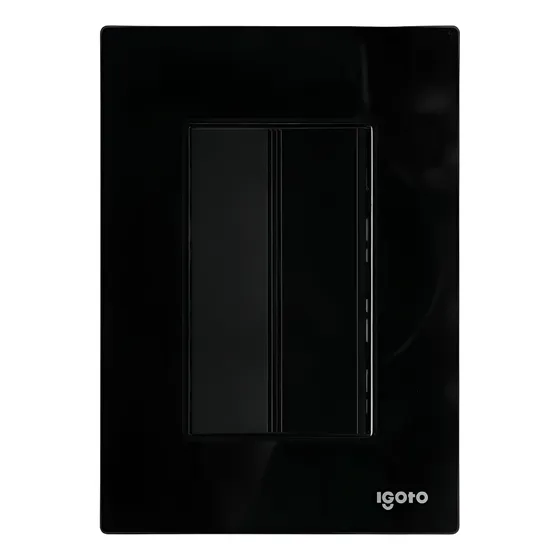 Placa Cristal 1 Apagador Sencillo 3 Módulo Igoto Negro 15 A 125v Negro