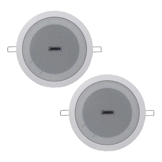 Par Bocina Plafon 5 1/4 PuLG Sonido Ambiental Transformador Color Blanco