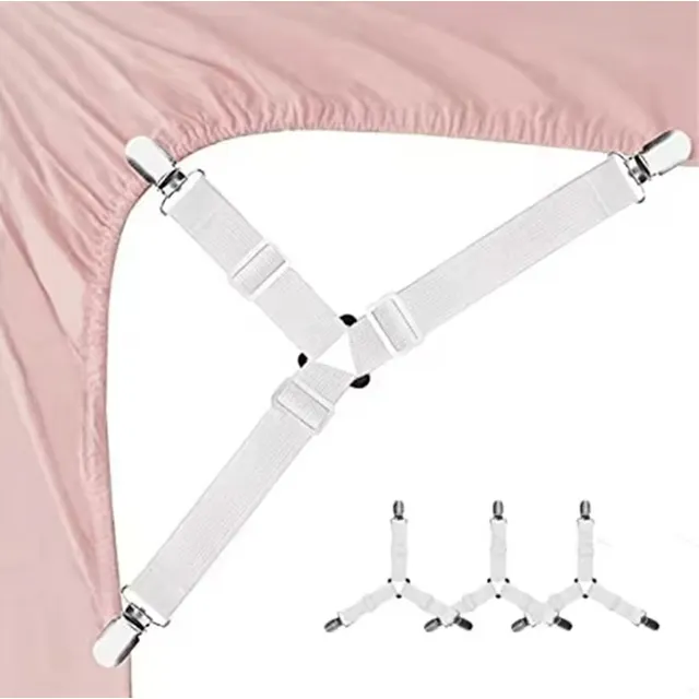 4 Sujetadores Elasticos Ajustables Con Clips Para Sabanas