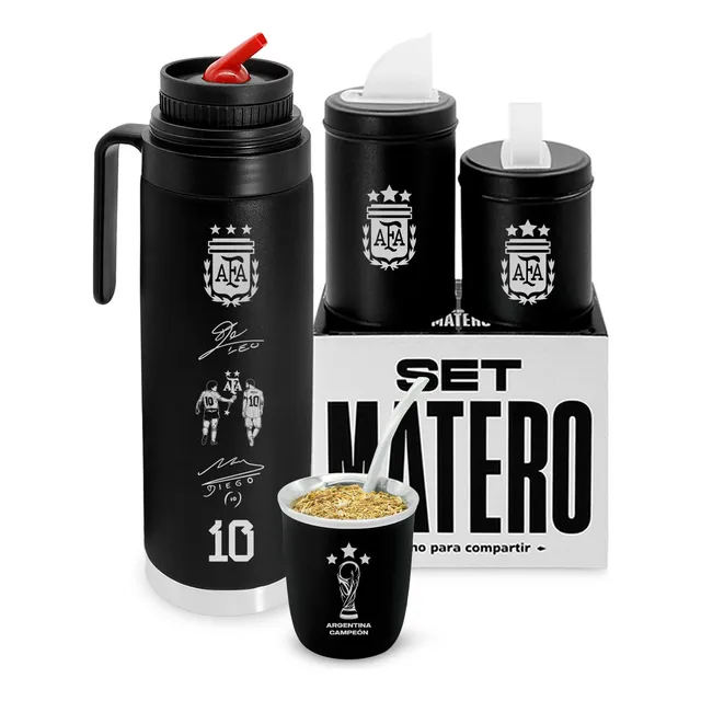 Set Matero Termo Mate Clubes Futbol Argentina Messi Grabado