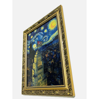 Quadro São Paulo Noite Estrelada Van Gogh Moldura Retrô Quadro São Paulo Noite Estrelada Van Gogh Moldura Retrô