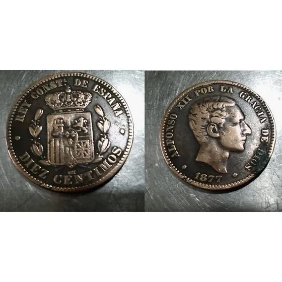 Moneda España 1877 10 Céntimos