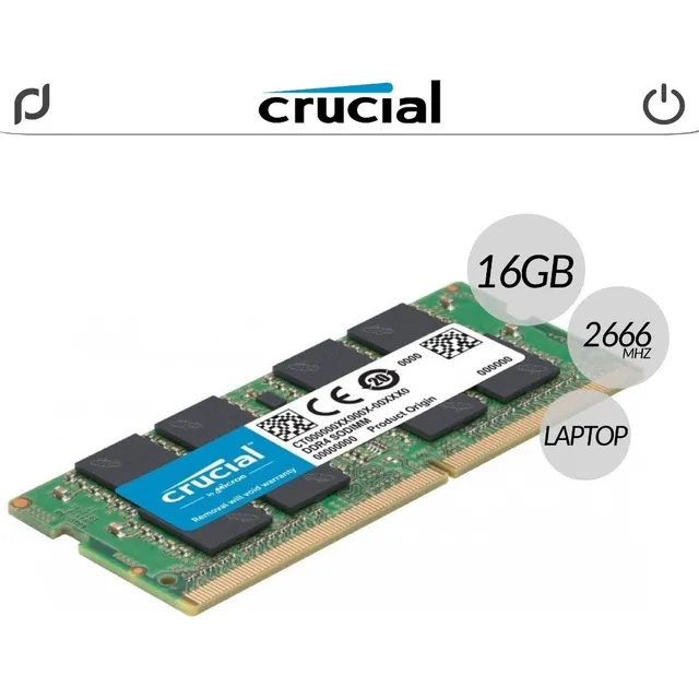 Memoria RAM color verde para Portatil 16GBx1 Crucial CT16G4SFRA266 Frecuencia 2666MHz
