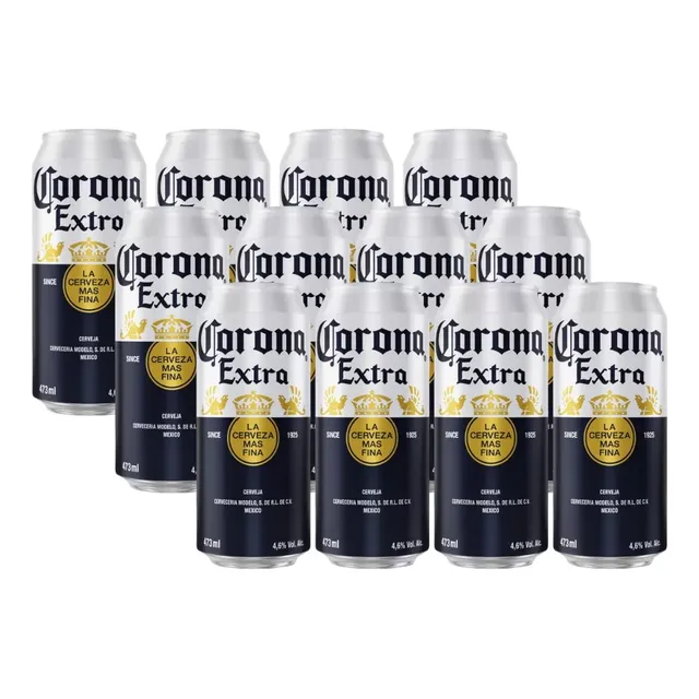 Cerveja Corona Extra Latão 473ml - Pack 12 Unidades