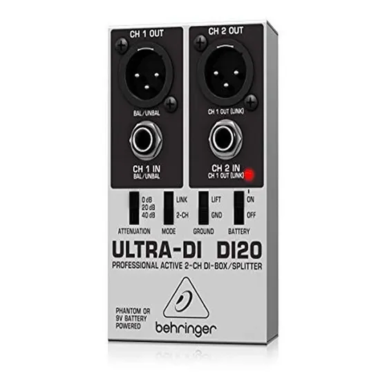 Di 2di Behringer Direct Box Ativo 2 Canais Di20 9V - 48V