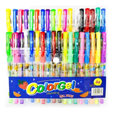 Canetas De Gel Coloridas Neon Glitter Estojo Kit 24 Cores