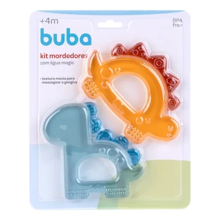 Kit 2 Mordedor Com Água Refrigerável Magic Buba Magic Dino Dinossauro