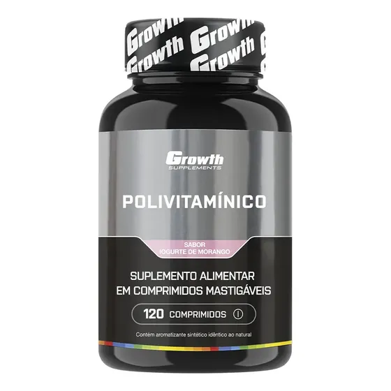 Polivitamínico Mastigável 120un Growth Supplements Morango