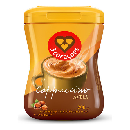 Cappuccino Solúvel Avelã Pote 200g 3 Corações Cappuccino Solúvel Avelã Pote 200g 3 Corações