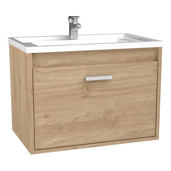 Vanitory colgante flotante con bacha puerta basculante Delos DZE02 color roble kendal natural