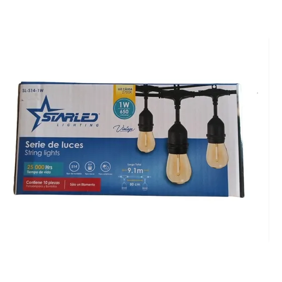 Extensión Luces Vintage Led 9.1 Metros Exteriores Decoracion
