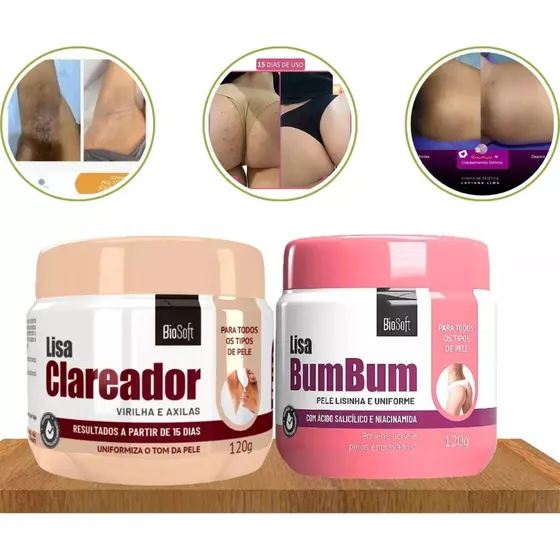 Biosoft Clareador E Creme Lisa Bumbum Hidratação E Renovação
