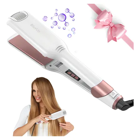 Planchas Para El Cabello 55mm Alaciadora Planchas De Cabello Profesional Plancha Para El Pelo Humedo Y Seco Calentamiento Rápido 20s Con Pantalla Led 14 Niveles De Calentamiento Hasta 230°c Blanco