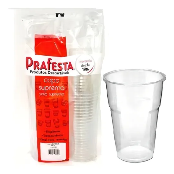 100un Copo Descartável Supremo Cristal 200ml Semi Acrilico Cor Transparente