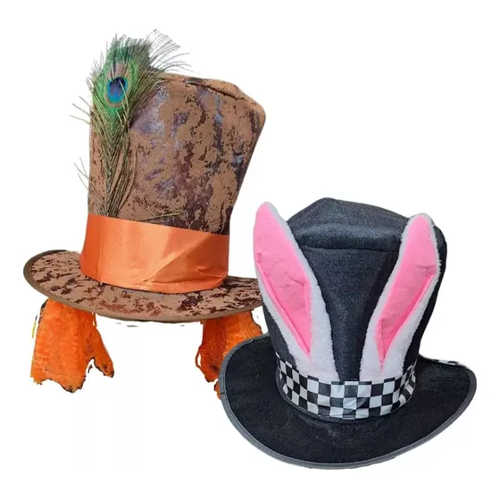 Pack Gorros Disfraz Copa Conejo + Sombrerero. Libro Alicia