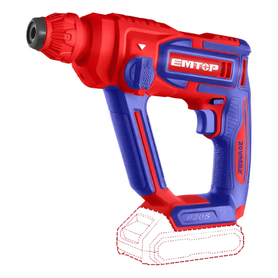 Rotomartillo Inalámbrico 20v Sds Plus Emtop Elrh20168