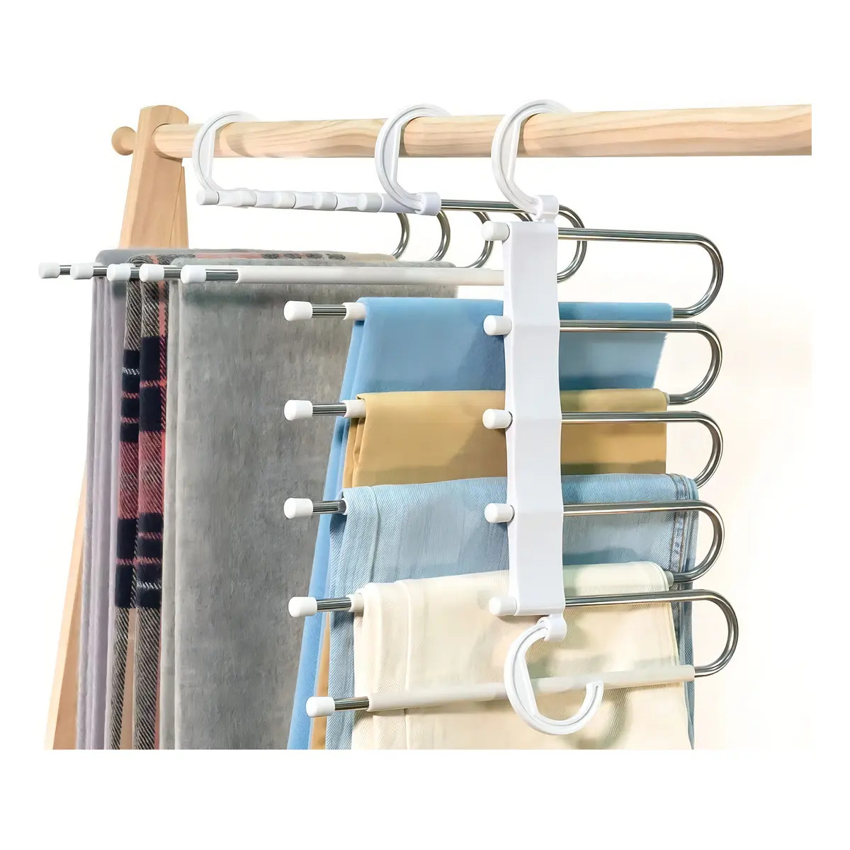 Cabide Magico Inox Retratil Clink 5 Varetas para Calcas