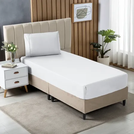 Jogo Lençol Ponto Palito 2 Peças Cama Box Solteiro 400 Fios