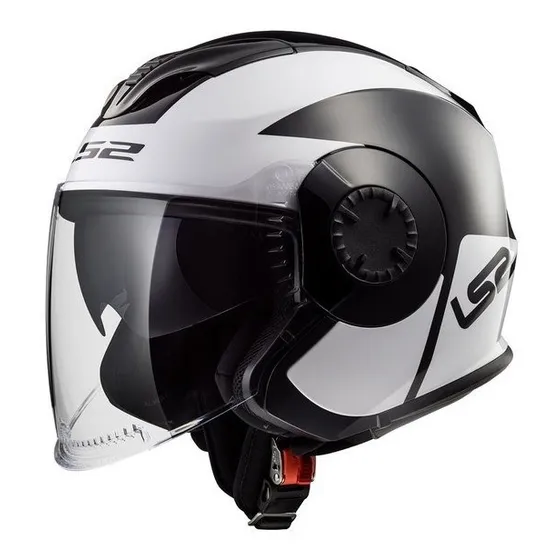 Casco Abierto Moto Ls2 570 Verso Mobile Blanco Y Negro 